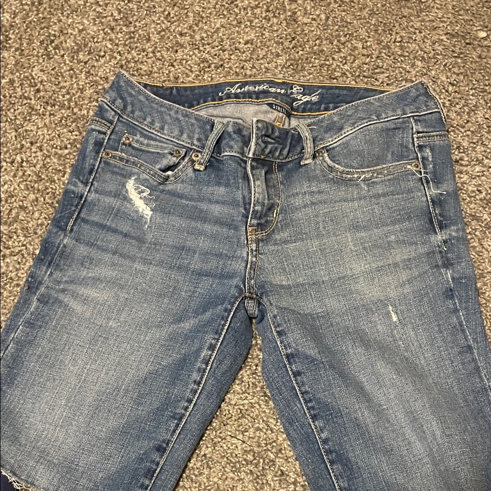 American Eagle Outfitters Women's Distressed Blue Skinny Jeans